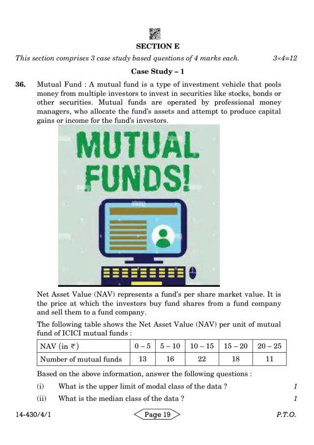 A case study with its figure from the CBSE Class 10 Maths Basic 2024 paper, set 430/4/1
