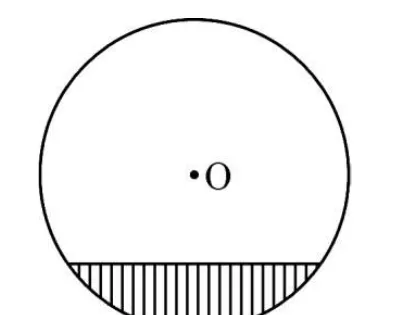 A circle with centre O and a small shaded region at the bottom between a horizontal chord and the arc of the circle below it.