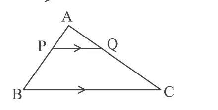 A triangle ABC with A at the top and the base BC at the bottom. PQ is drawn parallel to BC with P on AB and Q on AC.