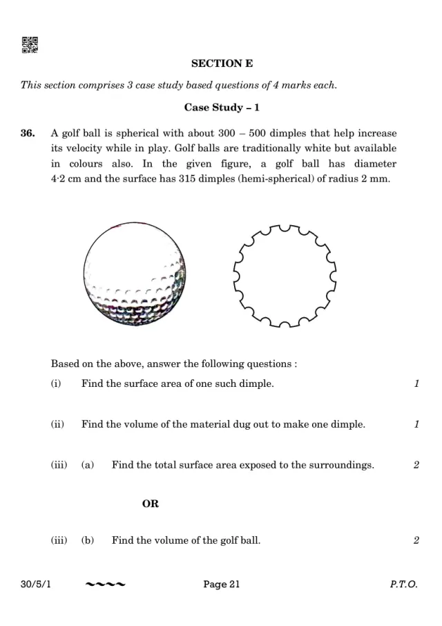 A case study with its figure from the CBSE Class 10 Maths Standard 2023 paper, set 30/5/1