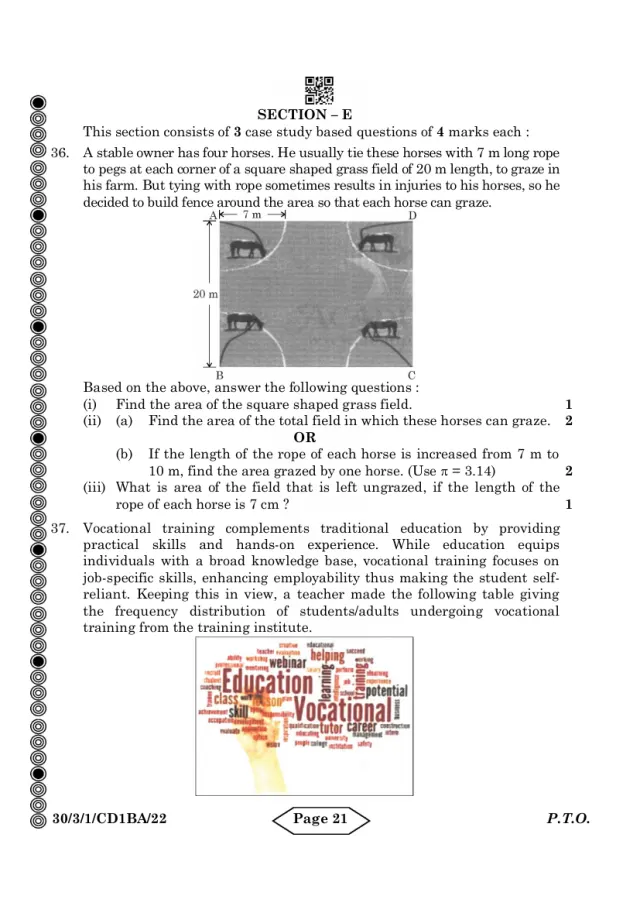 A case study with its figure from the CBSE Class 10 Maths Standard 2024 paper, set 30/3/1