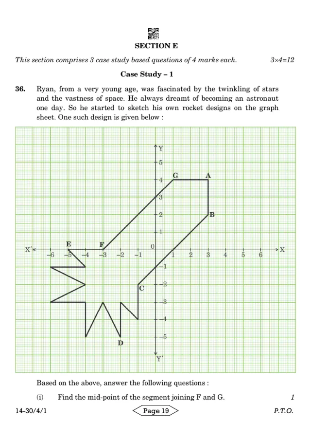 A case study with its figure from the CBSE Class 10 Maths Standard 2024 paper, set 30/4/1
