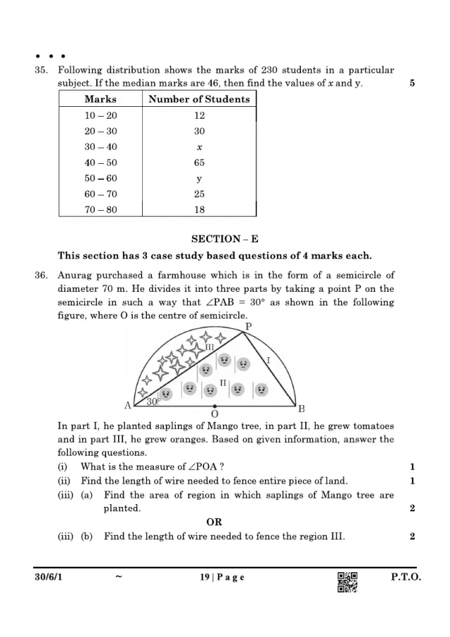 A case study with its figure from the CBSE Class 10 Maths Standard 2025 paper, set 30/6/1