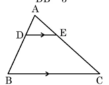 A triangle ABC with DE drawn parallel to the base BC, D on AB and E on AC.