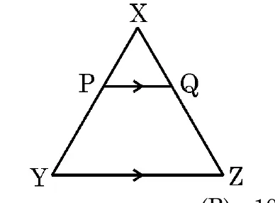 A triangle XYZ with X at the top and YZ as the base. P is on XY and Q is on XZ with PQ drawn parallel to YZ.