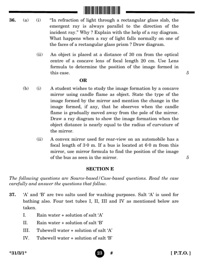 A case study with its figure from the CBSE Class 10 Science 2025 paper, set 31/3/1