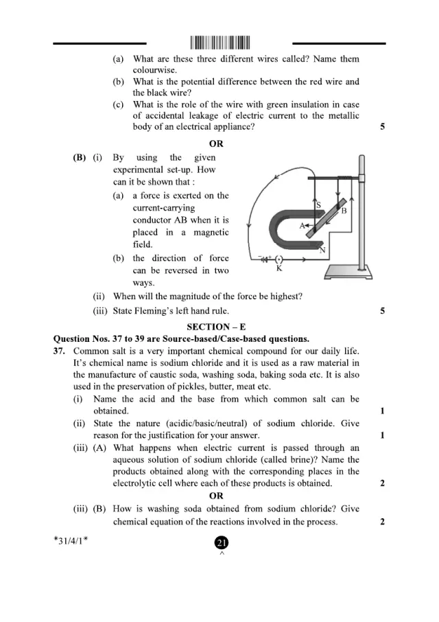 A case study with its figure from the CBSE Class 10 Science 2025 paper, set 31/4/1