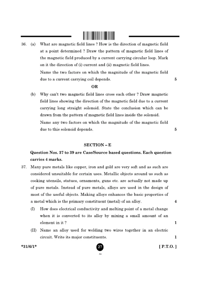 A case study with its figure from the CBSE Class 10 Science 2025 paper, set 31/6/1